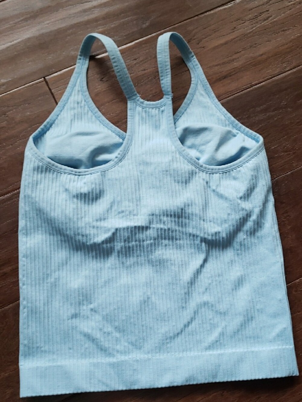 Nike Light Blue Ribbed V-Neck Racerback Tank - Picture 3 of 5